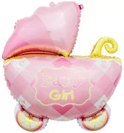 Baby shower i roczek - Balon foliowy Wózek Baby Girl - 60 cm - 1 szt. - miniaturka - grafika 1