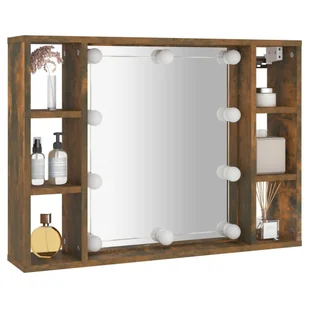 Lumarko Szafka z lustrem i LED, przydymiony dąb, 76x15x55 cm - Toaletki - miniaturka - grafika 7