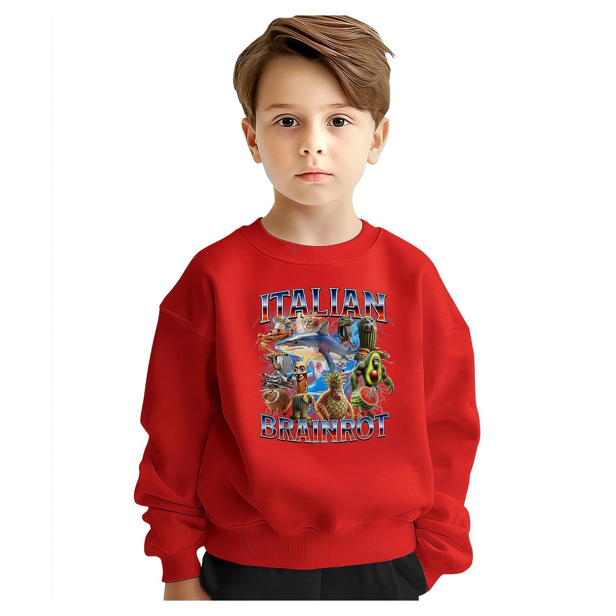 BLUZA DZIECIĘCA ITALIAN BRAINROT MEM 110-116 DLA CHŁOPCA DZIEWCZYNKI