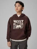 Bluzy dla chłopców - 4F Bluza dresowa loose z kapturem chłopięca - brązowa 164 (13-14 lat) - miniaturka - grafika 1