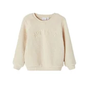 Bluzy dla dziewczynek - Bluza dziecięca Name It Nmfodessa Teddy pluszowa beżowa-86 - miniaturka - grafika 1