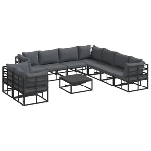 vidaXL Zestaw Sof na Ogród 10 pcs Czarny 70 x 70 x 32 cm Aluminium - Meble ogrodowe - miniaturka - grafika 1