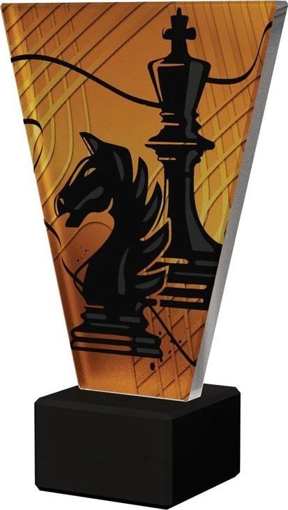 Victoria Sport Monochromatyczne trofeum szklane na podstawie marmurowej - SZACHY