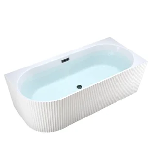 Wanna ryflowana przyścienna narożna prawa korek oraz przelew czarny 140 cm Rio Hydrosan - Wanny - miniaturka - grafika 1