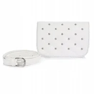 Nerki - Nerka saszetka biodrowa torebka do paska pasek pikowana eko skóra biała - miniaturka - grafika 1