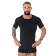 Koszulki sportowe męskie - Brubeck - Koszulka termoaktywna z krótkim rękawem Active Wool Merino - Czarna - SS11710 - miniaturka - grafika 1