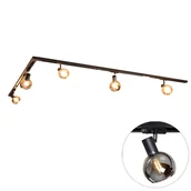 Lampy sufitowe - QAZQA Nowoczesny system oświetlenia szynowego z 5 czarnymi reflektorami jednofazowymi - Iconic Lava - miniaturka - grafika 1