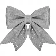 Ozdoby bożonarodzeniowe - Kokardka na choinkę brokatowa 20 cm ozdoba świąteczna zawieszka srebrna - miniaturka - grafika 1