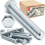 Śruby i nakrętki - Śruba M14x90 sześciokątna na klucz ocynkowana ocynk DIN 933 kl.8.8 1kg - miniaturka - grafika 1