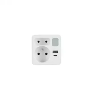 Plast-Rol Rozgałęźnik dwukrotny z lampką 1x usb + 1x usb c - Przedłużacze i rozgałęźniki - miniaturka - grafika 1