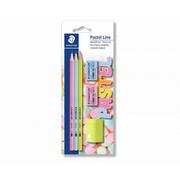Przybory szkolne - Staedtler Ołówek HB Pastel 3 szt +gumki+temperówka - miniaturka - grafika 1