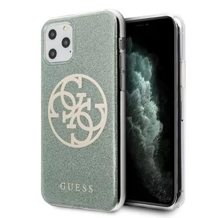 Guess Circle Glitter 4G Etui iPhone 11 Pro Max khaki 10_15937 - Etui i futerały do telefonów - miniaturka - grafika 1