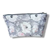Kosmetyczki, organizery i kuferki - Kosmetyczka damska organizer do torebki etui kosmetyczka welurowa kwiaty - miniaturka - grafika 1