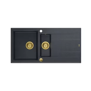 QUADRON Zlewozmywak EVAN 156 czarny, elementy złote, k.pneum. HQE510050U8_PVDG1_P2O0 - Zlewozmywaki - miniaturka - grafika 1