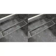 Odpływy liniowe - VidaXL Odpływ prysznicowy liniowy, 2 szt., 530x140 mm, stal nierdzewna - miniaturka - grafika 1