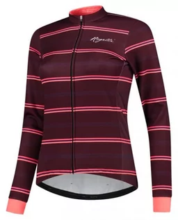 Kurtki damskie - Damska Kurtka Rowerowa  Rogelli Stripe | Claret/Coral - Rozmiar L - grafika 1