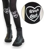 Rajstopy dziecięce - Dziewczęce rajstopy młodzieżowe z wiskozy Knittex Keep Out Czarne - miniaturka - grafika 1