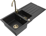 Zlewozmywaki z baterią - Mexen Andres zlewozmywak granitowy 1,5-komorowy z ociekaczem i baterią kuchenną Telma, czarny/srebrny - 6515-73-670200-50 - miniaturka - grafika 1