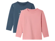 Bluzki dla dziewczynek - lupilu® Bluzki termiczne dziecięce z bawełną, 2 sztuki (Różowy/ niebieski, 122/128) - miniaturka - grafika 1