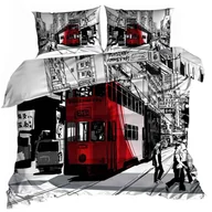 Pościel - Pościel 3D bawełna satyna 160x200cm TRAMWAJ - miniaturka - grafika 1