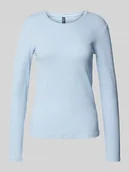 Bluzki damskie - Bluzka z długim rękawem o kroju slim fit z mieszanki bawełny ekologicznej model ‘RUKA’ - miniaturka - grafika 1