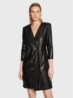 Sukienki - DKNY Sukienka z imitacji skóry DD2G4325 Czarny Regular Fit - grafika 1