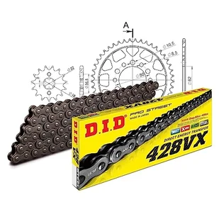Zestaw łańcuchów DID stal 428VX / 120 nitowy zamek do Yamaha TW Trailway 200 ccm rok prod. 1987-1994 - Części motocyklowe - miniaturka - grafika 1