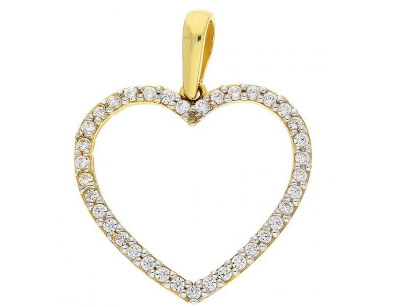 Złota przywieszka 585 serduszko z cyrkoniami 1,03g