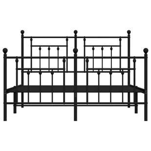 Metalowa rama łóżka z wezgłowiem i zanóżkiem, czarna, 140x190cm Lumarko! - Inne meble do sypialni - miniaturka - grafika 7