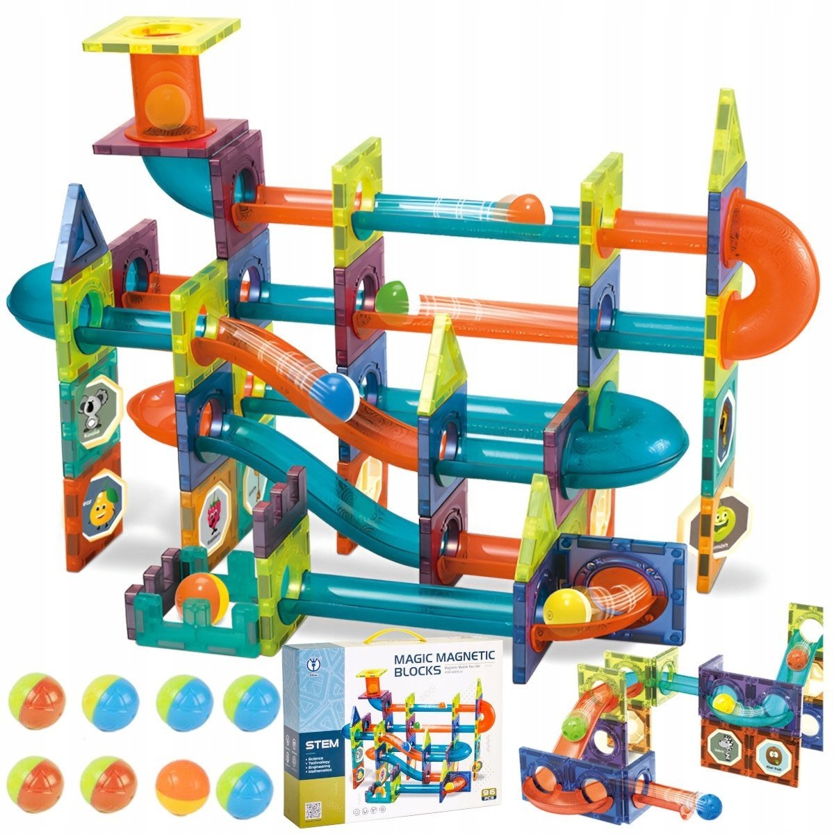 ZESTAW KREATYWNE KLOCKI MAGNETYCZNE DLA DZIECI TOR 96EL KULODROM PREZENT