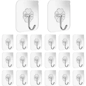 Zawiasy, okucia i inne akcesoria - Opakowanie 20 samoprzylepnych haczyków, bez wiercenia, przezroczystych i wodoodpornych, do kuchni, łazienki i na ścianę. - miniaturka - grafika 1