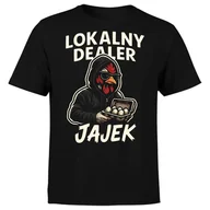 Koszulki męskie - KOSZULKA MĘSKA Z NADRUKIEM KOGUT LOKALNY DEALER JAJEK ŚMIESZNA PREZENT 5XL - miniaturka - grafika 1