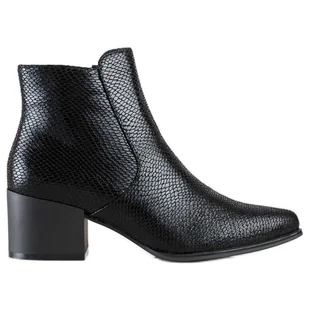 Połyskujące Botki Snake Print Sergio Leone czarne - Botki damskie Połyskujące Botki Snake Print Sergio Leone czarne - Botki damskie - miniaturka - grafika 1