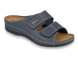 Inblu - Obuwie buty damskie klapki skórzane granatowe - 41 - Kapcie damskie - miniaturka - grafika 1