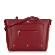 Torebki damskie - Damska shopperka ze skóry z kieszonkami czerwona - miniaturka - grafika 1