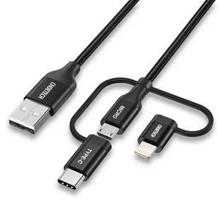 Choetech 3w1 kabel USB MFI Lightning / USB Typ C / micro USB (ładowanie 3A / przesyłanie danych 480 Mbps) 1,2 m czarny (IP0030-BK) - Kable USB - miniaturka - grafika 1