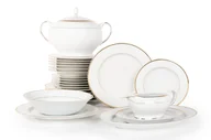 Serwisy obiadowe - Serwis obiadowy polska porcelana 6 os. 24 elementy biały /złoty wzór NEW HOLLIS GOLD Konsimo - miniaturka - grafika 1