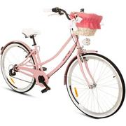 Rowery - Rower miejski z koszykiem GOETZE Cruiser S7B 28 cali Różowy - miniaturka - grafika 1