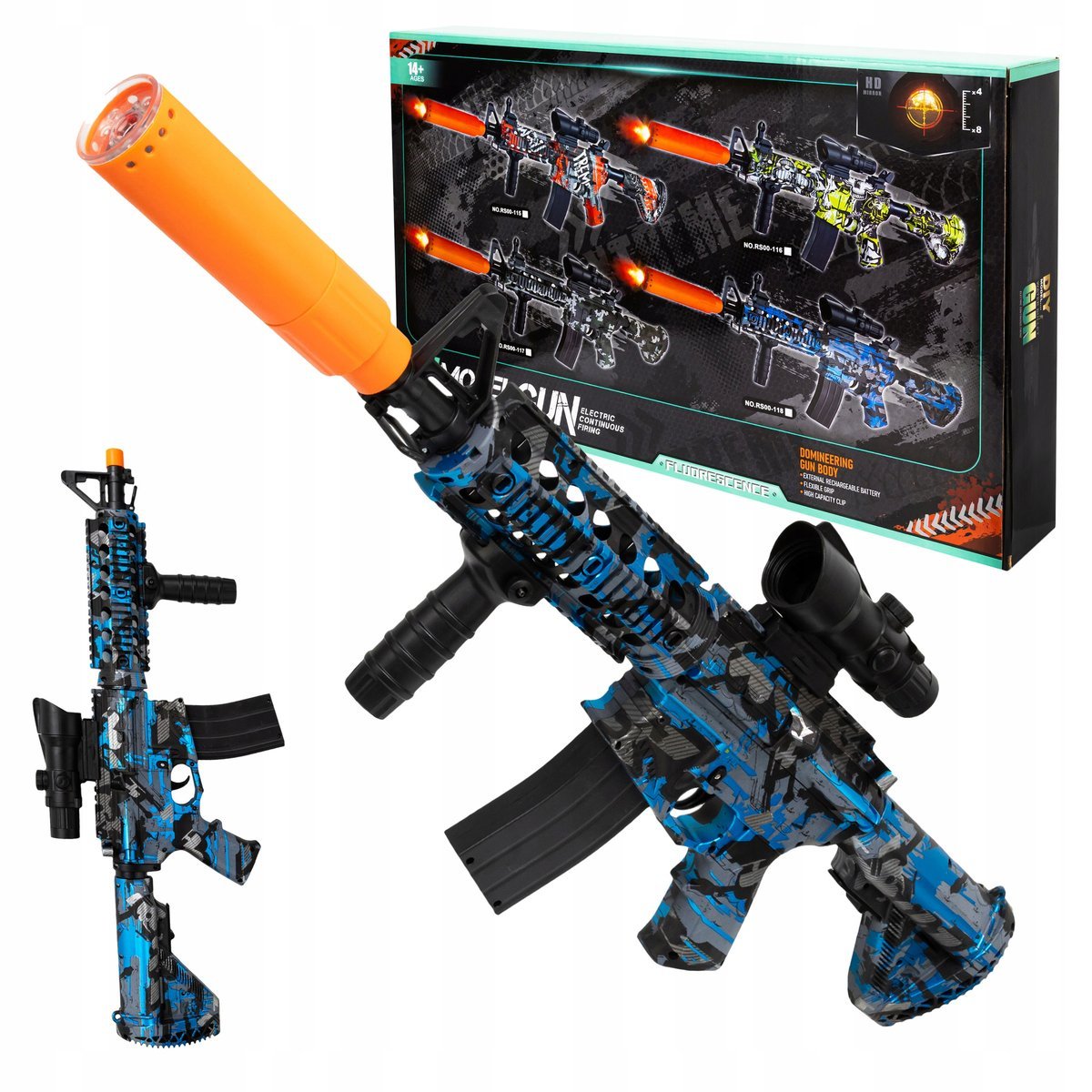 Karabin Automatyczny Na Kulki Żelowe Pistolet Światło Led + Okulary Kulki