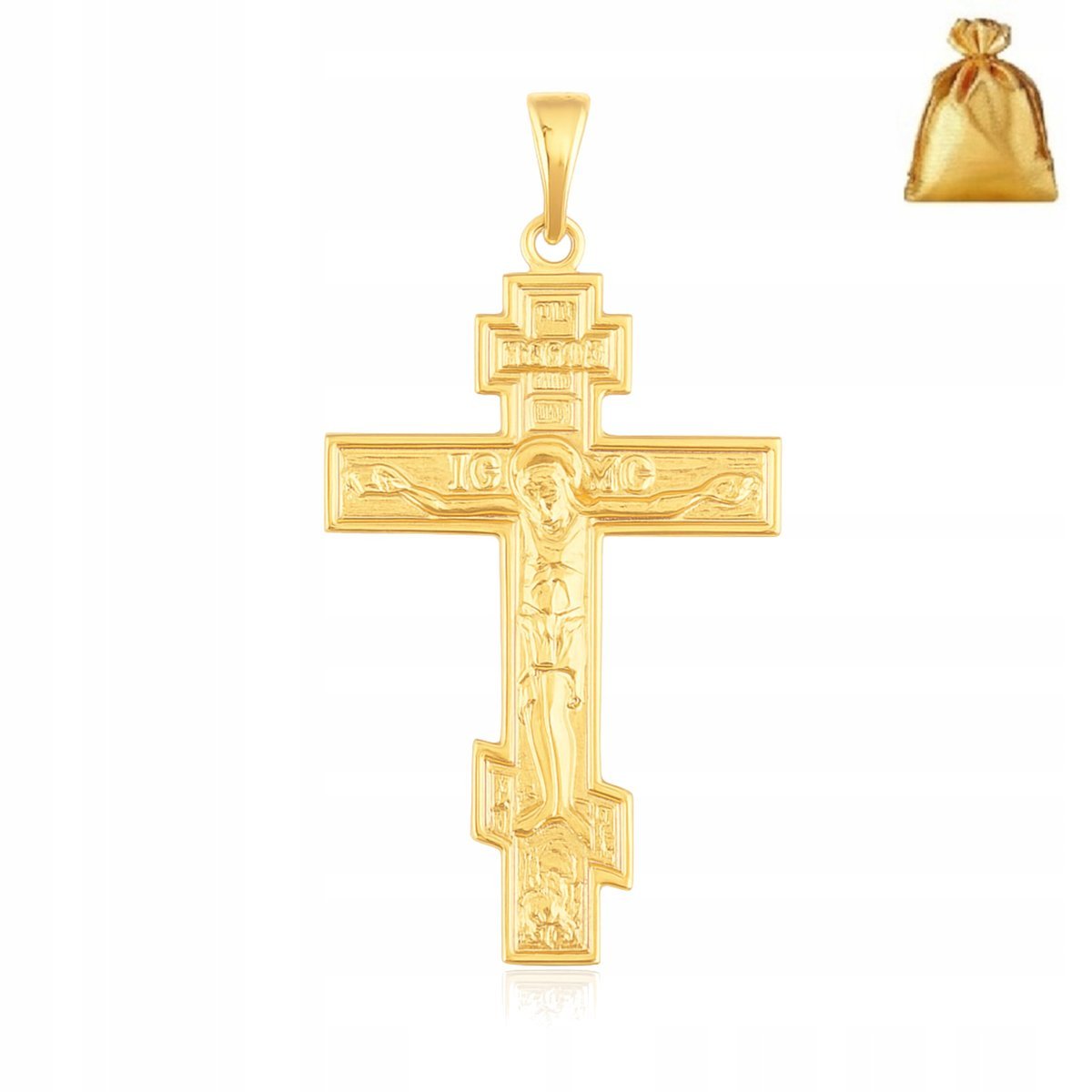 POZŁACANY KRZYŻYK PRAWOSŁAWNY ZE STALI CHIRURGICZNEJ 18K PREZENT UNISEX