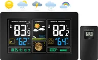Stacje pogodowe - Bezprzewodowa stacja pogodowa Echos z kolorowym wyświetlaczem LCD prognoza pogody czujnik zewnętrzny z wyświetlaczem LCD wyświetlanie czasu/daty wyświetlanie temperatury i wilgotności wewnątrz i na zewnątrz wyświetlanie faz księżyca montaż na ścianie - miniaturka - grafika 1