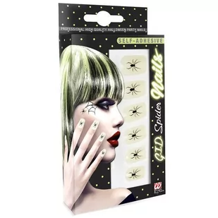 Widmann Set of 12 S/adhes Glow in the Dark Spider Nails for Fancy Halloween Dress Accessory VD-WDM05356 - Stroje karnawałowe - miniaturka - grafika 1