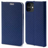Portfele - Moozy Etui z portfelem do iPhone'a 11, ciemnoniebieski karbon - metaliczna ochrona krawędzi, magnetyczne zamknięcie, klapka z uchwytem na kartę - miniaturka - grafika 1