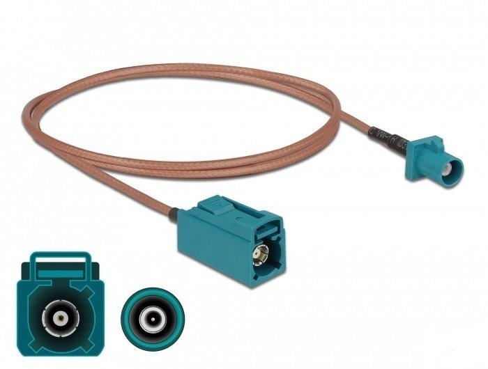 Kabel Delock Przewodu antenowego męski FAKRA Z > żeńskie FAKRA Z RG-316 1 m 90005