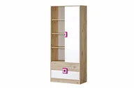 Regały - Regał CAMBI biały/jasny dąb/różowy / 80x190x40 / płyta wiórowa - miniaturka - grafika 1