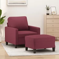 Fotele - vidaXL Fotel z podnóżkiem, winna czerwień, 60 cm, obity tkaniną - miniaturka - grafika 1