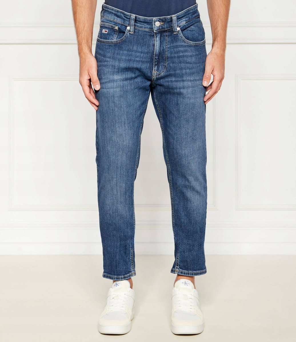 TOMMY JEANS GRANATOWE JEANSY RURKI Z PRZETARCIAMI W29 L32 XTA