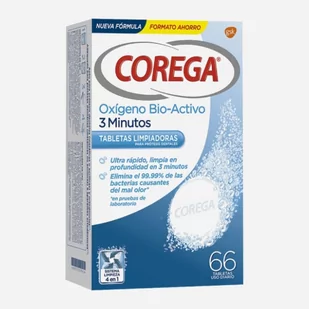 Tabletki czyszczące do protez i aparatow ortodontycznych Corega Active Oxygen 3 Minutes 66 Tablets (8431890073065) - Higiena protez i aparatów ortodontycznych - miniaturka - grafika 1