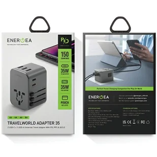 ENERGEA ład. siec. 3xUSB+2xUSB-C PD-PPS-QC 3.0 35.5W 3A2C adapter 4w1 US/UA/EU/UK szary/gunmetal Travelworld - Ładowarki do telefonów - miniaturka - grafika 7