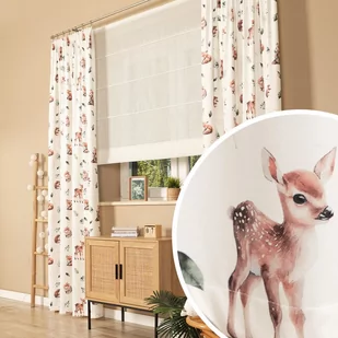 Gotowa zasłona na taśmie, zasłona do pokoju dziecka w leśne zwierzęta, rozmiar 140x250 cm - Firany i zasłony dla dzieci - miniaturka - grafika 1